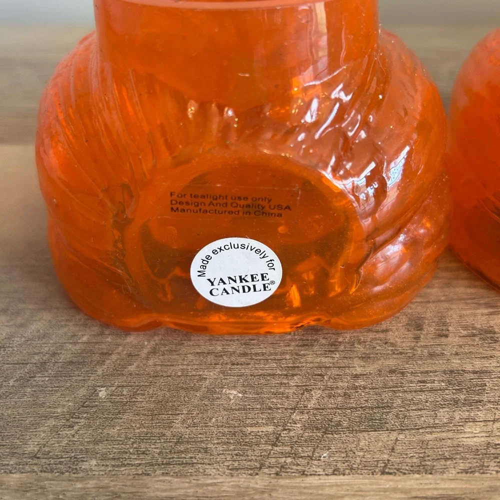 Yankee Candle Pumpkin Jack-O-Lantern Tealight‎ Candle Holder Lot of 2